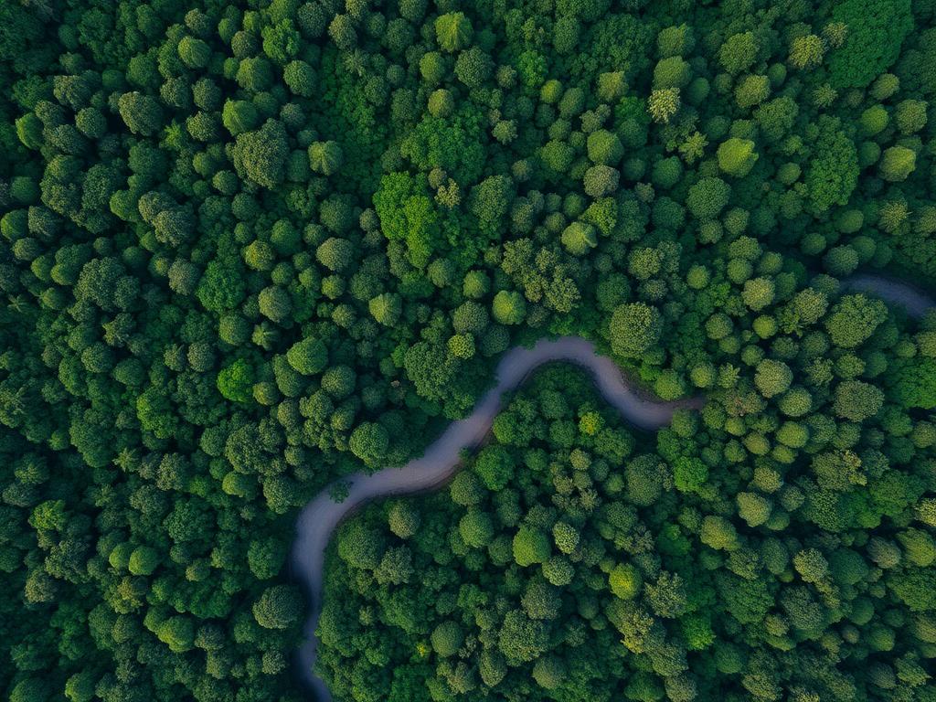 Unbroken rainforest canopy with a river running through it, 2018